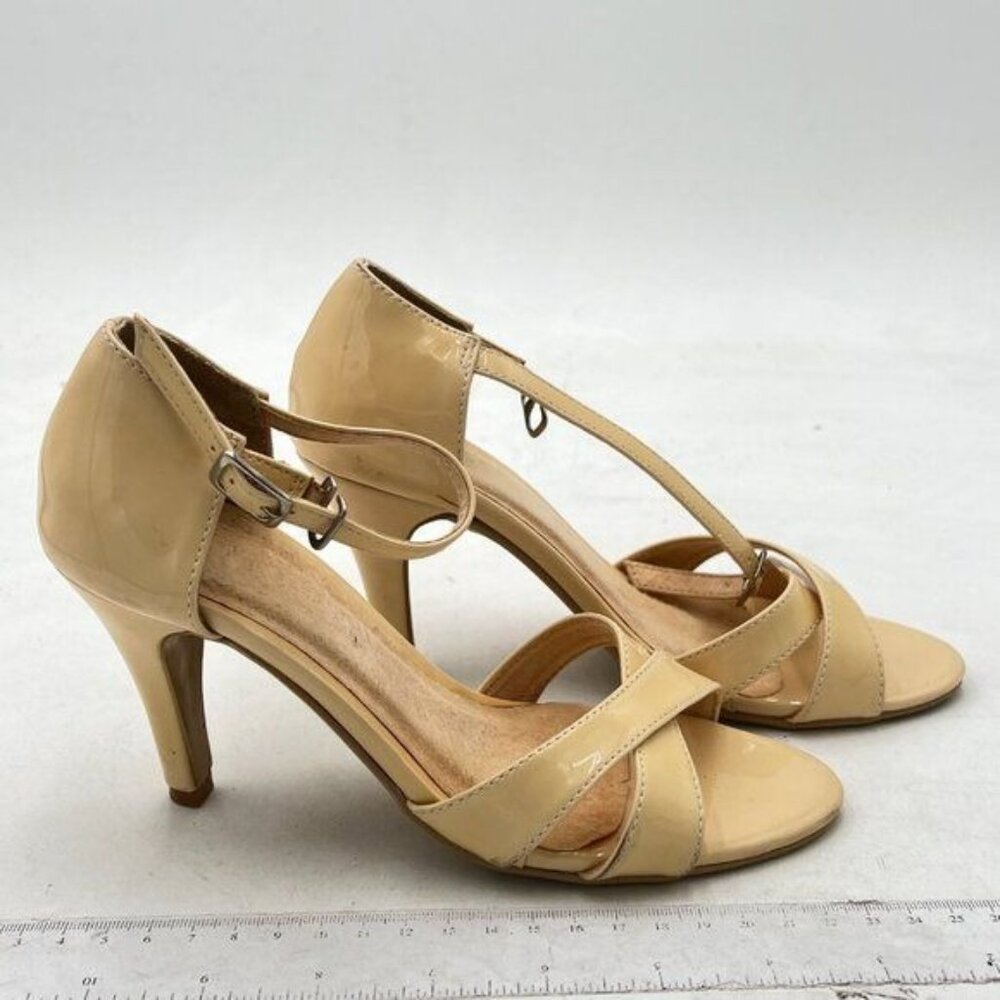 Women's Yellow Sandals Open Toe Crisscross Ankle Strip Patent Geliter Shoes